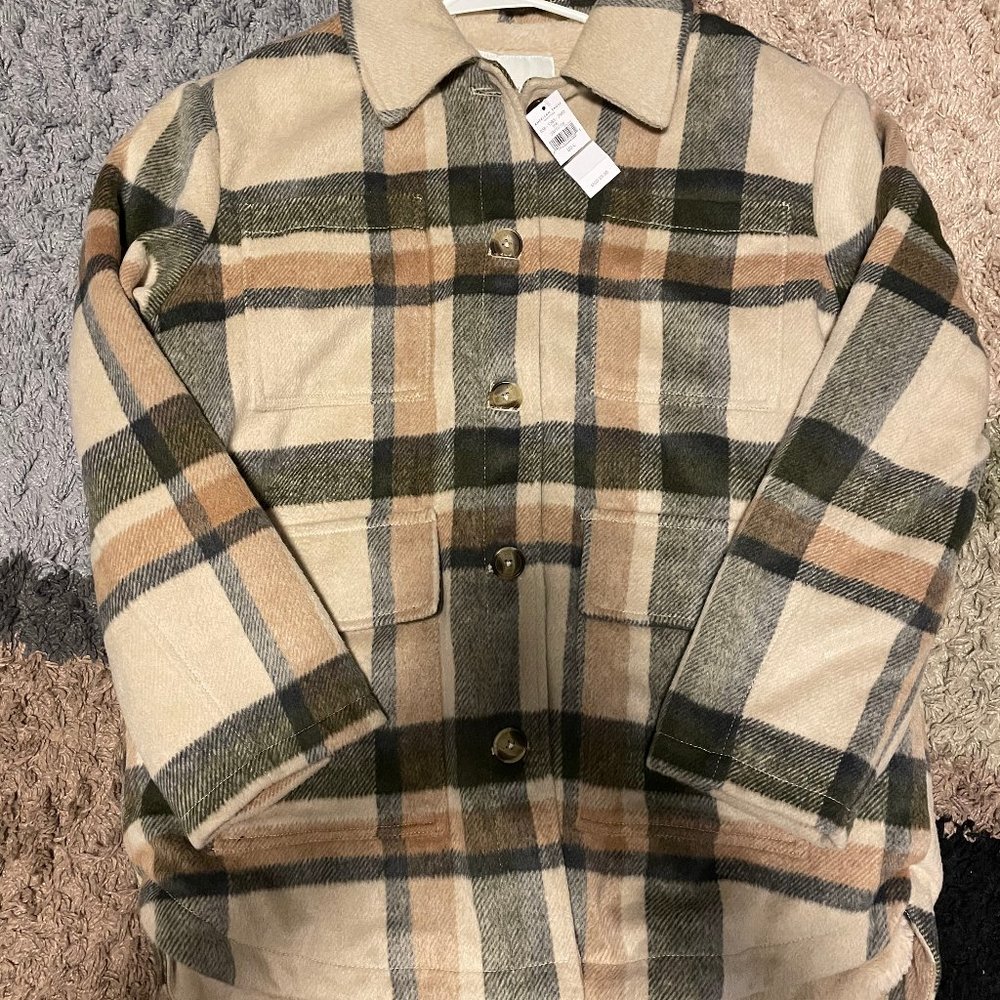 AE Oversized Plaid Button Up Jacket